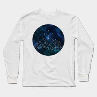 Night court - geometric mountain and stars on galaxy background Long Sleeve T-Shirt